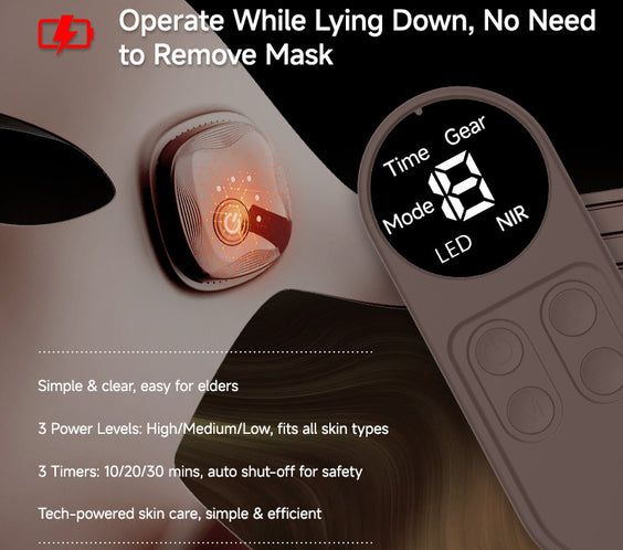 4-in-1 LED Face & Neck Mask — 126 Light Therapy Beads, Wireless Remote