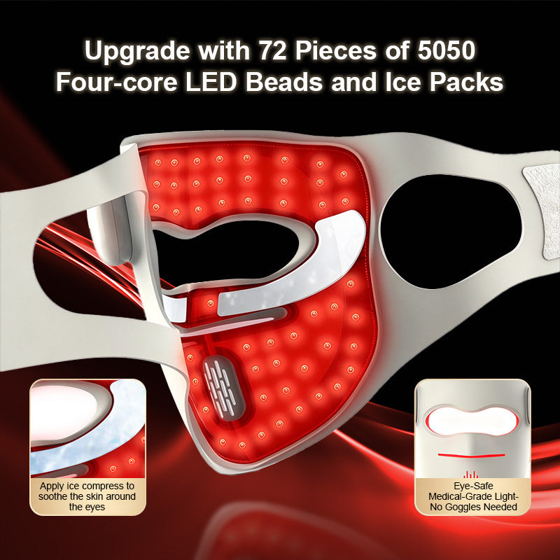 Ice Compress LED Face Mask — 72-Bead 4-in-1 Light Therapy, Wireless Control