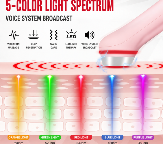 EMS LED Beauty Wand — 5-Color Light Therapy & Microcurrent Facial Massager
